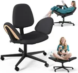 Comfortable Home Work Office Desk Chair Swivel with Wheel for Modern Accent Homework, Criss Cross Legged Kneeling ADHD Sitting Meditation, Multi-function 10+ Sitting Postion Comfy Chairs, Black Fabric