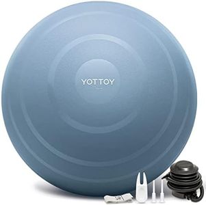 YOTTOY Anti-Burst Exercise Ball for Working Out, Yoga Ball for Pregnancy,Extra Thick Workout Ball for Physical Therapy,Stability Ball for Ball Chair Fitness with Pump (Blue)