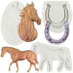 MINFEIDMS Horse Horseshoe Silicone Fondant Molds for Cake Decorating Cupcake Topper Candy Chocolate Gum Paste Polymer Clay Set of 3