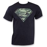 Superman DC Comics Camo Logo Adult Black T-Shirt Tee