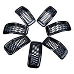 Compatible with 2014-2018 Jeep Cherokee Grill inserts Honeycomb Grille Mesh Vent, 7pcs (Black Mesh Grille + Gloss Black Moulding Trim)