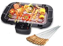 NestPlay Electric Barbecue Grill Smokeless Portable Adjustable Temperature Control 2000 Watt Indoor and Outdoor Water Filled Drip Tray With 12 Skewers