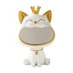 BLOOOK Laughing Cat Figures Statue, Small Size, Large Mouth Cat Storage Box, Maneki Neko Fortune Cat Sculpture, Happy Cat Storage Box, Kitten Key Bowl, Jewellery Tray