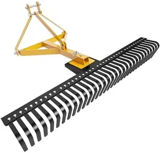 GarveeLife 60" Tractor Rake, Landscape Rock Rake, 3-Point Lawn Dethatcher Attachments, Fits Category 1 Hookup, Tow-Behind Garden Tool, Landscaper, and Grass Comb