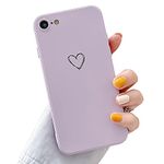 LRANKAI Compatible with iPhone 7/8/SE 2020 Case for Women Girls,Fashion Cute Love-Heart Pattern Soft Silicone Gel Case Shockproof Protective Cover for iPhone 7/8/SE 2020-Purple