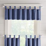 Elrene Home Fashions Tucker Solid Button Window Curtain Kitchen Valance, 60" W x 15" L (1, Blue