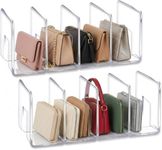 LUGUNU Clear Acrylic Desk File Sorter Purse/Handbag Organizer Clutch Divider Mesh Folder Office Supplies Stand Bookshelf (3 Sections) (2Pack-4Sections)