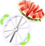 2LB Depot Watermelon Slicer - Versatile Melon Slicer and Fruit Divider with 12-Blade Uniform Slicer - Stainless Steel Blades - Easy-to-Use Handheld Cutting Tool - White & Green - 14.56Wx12.59Hx2.75L