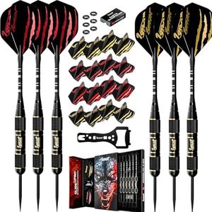 IgnatGames Professional Steel Tip Darts - 6 Pack Premium Darts with Stylish Case and Darts Guide, Darts Metal Tip Set with Aluminum Shafts + Rubber O'Rings + Extra Flights + Dart Sharpener and Wrench