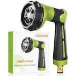 FANHAO Hose Pipe Spray Gun Heavy Duty,100% Metal Garden Hose Gun with 8 Spray Patterns,High Pressure Hose Nozzle Thumb Control On Off Valve for Lawn & Plant Watering,Car & Pet Washing - Green