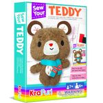 KRAFUN Teddy Bear Animal Sewing Kit for Kids Beginner My First Art & Craft, Includes Teddy Doll Stuffed Doll, Instructions & Plush Felt Materials for Learn to Sew, Embroidery, Age 7 8 9 10 11 12