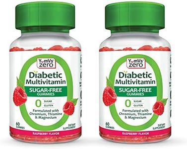 YumVs Diabetic Multivitamin Gummies | Sugar Free Diabetes Supplement Vitamins for Women & Men | Chromium, Thiamine and Magnesium | Natural Raspberry Flavor Chewables - 60 Count - (Pack of 2)