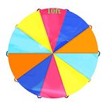 SUPNFOX 10ft Play Parachute Kids Rainbow Parachute Toy, Parachute for Kids with 10 Handles, Outdoor Indoor Play Equipmen Lawn Games Picnic Blanket Mat