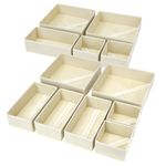 DIMJ Drawer Organizers Clothes Dresser Organizers - Drawer Divider Underwear Organizer Wardrobe Clothe Organizer Bra Organizer Foldable Multifunctional Drawers for Storage, Bra,Sock,Tie (12Pack-Beige)