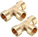 uxcell Brass Tee Pipe Fitting 1/4 PT Female Thread T Shape Connector Coupler 2pcs