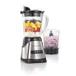 Hamilton Beach Power Elite Blender with 40oz Glass Jar and 3-Cup Vegetable Chopper, 12 Functions for Puree, Ice Crush, Shakes and Smoothies, Black and Stainless Steel ,58149