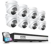 ZOSI 16CH 4K Spotlight PoE Security Camera System,8pcs 4K Outdoor Indoor PoE IP Cameras,Person Vehicle Detection,2 Way Audio and Siren,Night Vision,8MP 16Channel NVR with 4TB HDD for 24/7 Recording