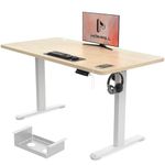 Homall Standing Desk 120x60cm Height Adjustable Desk Sit Stand Desk with Time Reminder Stand up Desk 3 Memory Setting Electric Desk Wire Management Tray,Beige