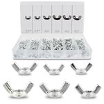 ABN Wing Nut Assortment Set - 150pc Standard SAE Steel Wall Anchors Wing Nuts for 3/16in, 1/4in, and 5/16in Bolts