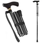 BRIDGERTON UK Folding Walking Stick Travel Size, Lightweight 32-36 Inches Height Adjustable Walking Sticks for Women, Men & Ladies, Heavy Duty Black Walking Stick with Extra Rubber Tip