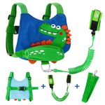 Toddlers Leash for Walking + Anti Lost Wrist Link Safety Wrist 3 in 1 for Toddlers, Child, Babies & Kids, Safety Harness Kids Walking Wristband Assistant Strap Belt (Dinosaur)