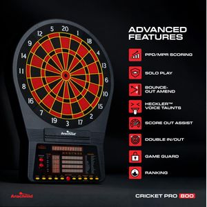 Arachnid Cricket Pro 800 Electronic Dartboard – Tournament Quality