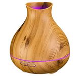 BZseed 550ml Essential Oil Diffuser,Ultrasonic Aroma Air Vaporizer with Timers,7 Colors Changing Lights for Large RoomHome, Baby Bedroom, Waterless Auto Shut-off(Brown)