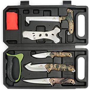 MOSSY OAK Hunting Field Dressing Kit - Portable Butcher Game Processor Set (8-piece) Green Camo