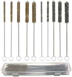 AOGYikang 10-Pieces Wire Tube Brushes, 5pcs Brass and 5pcs Stainless Steel Wire Brush 12 Inch Long Cleaning Brush for Parts, Engine, Tubes, Cylinders
