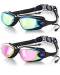 Swim Goggles 2 Pack, Anti Fog&UV Swimming Goggles for Audlt, No Leaking Goggles for Men Women Youth