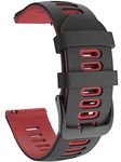 Zitel Bands Compatible with Garmin Forerunner 245/245 Music, 645/645 Music, Forerunner 55/158, Vivoactive 3, Venu Sq/Venu 2 Plus, Vivomove HR, Approach S40/S42/S12 Silicone 20mm Straps - Black/Red