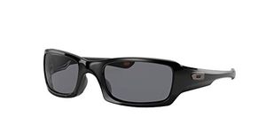 Oakley Men's Fives Rectangular Sunglasses, Polished Black/Grey, 54 UK