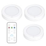 Brilliant Evolution LED Puck Light 3 Pack with Remote | Wireless LED Under Cabinet Lighting | Under Counter Lights for Kitchen | Battery Operated Lights | Under Cabinet Light | Battery Powered Lights