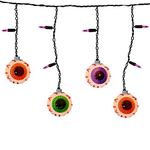 SOTOPOO Halloween Eyeball Lights Curtain String Lights, 7Ft Short Curtain Lights with 10Pcs Eyeball Lights & 25Pcs Mini Purple Bulbs, Great as Window Curtain Stair Fence Home Party Halloween Lights