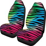 GLENLCWE Colorful Zebra Print Car Seat Covers for Front Only,Auto 2Pcs Bucket Seat Cushion Fit Most Cars,Sedan,SUV,Van