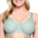 Glamorise Women's Plus Size Lace Comfort Wonderwire Bra Underwire #9855, Jade, 36H