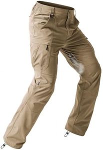 Moosehill Men's Hiking Pants: Quick Dry Water Resistant Lightweight for Outdoor Fishing Travel with 7 Secure Pockets (Khaki, 32W*30L)