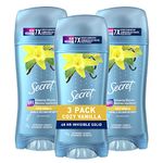 Secret Invisible Solid Antiperspirant and Deodorant, Vanilla Scent, 73 g, Pack of 3