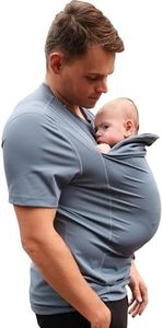 The Lalabu Dad Shirt | Hands-Free Baby Carrier for Dad with Kangaroo Pouch | Engineered for Bonding, Safety, & Comfort for Newborns Up to 15 Lbs. | CPSC Approved - Short Sleeve - Brook - Small