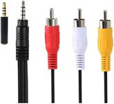 Padarsey 3.5 mm to RCA AV Camcorder Video Cable,3.5mm Male to 3RCA Male Plug Stereo Audio Video AUX Cable for Smartphones,MP3, Tablets,Speakers,Home Theater (3.5 Straight to 3 RCA 1.5m)