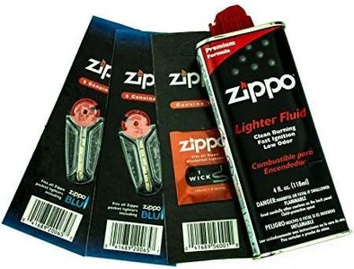 Zippo Gift Set - 4 oz Lighter Fluid 1 Wick Card & 2 Flint Card (12 Flints)