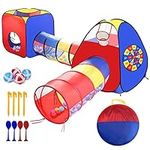 4 in 1 Pop Up Play Tent with Tunnel, Kids Playhouse, Ball Pit for Kids, Boys, Girls, Babies and Toddlers as Gift, Easy Folding with Storage Bag, Indoor/Outdoor Leambe