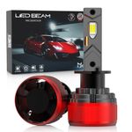 LEDBeam LED MX 120W Automotive Grade 7035 Chip 22000Lm 6000k White Car Headlight Bulbs with Canbus External Ballast Driver (12V,120W/2bulbs) (H1) 2025 Model, Pack of 2