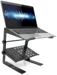 Pyle Portable Adjustable Laptop Stand - 6.3 to 10.9 Inch Standing Table Monitor or Computer Desk Workstation Riser with Shelf Storage and Height Alignment for DJ, PC, Gaming, Home or Office - PLPTS30