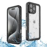 Richeric for iPhone 16 Pro Case Waterproof IP68 Dusttproof Shockproof Snowproof with Built-in Screen Protector Full Body Protective Phone Case for iPhone 16 Pro 6.3" 2024 Black