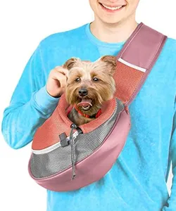 Cuddlissimo! Pet Sling Carrier - Small Dog Puppy Cat Carrying Bag Purse Pouch - for Pooch Doggy Doggie Yorkie Chihuahua Baby Papoose Bjorn - Hiking Travel Front Backpack Chest Body Holder Pack (Red)