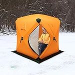 EurHomePlus Portable Ice Fishing Tent 2 Man Weather Protection Tent without Ground Thermal Hut for Ice Fishing (Orange)