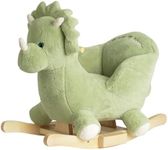 Rock My Baby Rocking Horse Green Dinosaur with Chair, Plush Stuffed Animal Rocker for Toddlers 1-3, Baby Rocker with Sweet Music, Wooden Rocking Horse Baby Animal Rocker,CPC Certified