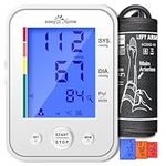 Blood Pressure Monitor for Home Use: Easy@Home Upper Arm Large Cuff BP Machine - Automatic Tensiometer with 3-Color Backlit Hypertension Display and Pulse Meter Irregular Heartbeat Indicator 2 Users EBP-095