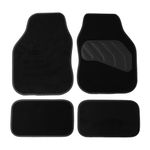 Sakura Floor Mats For Cars SS5470 - 'Pastel' Black Carpet Black Trim - Full Set Of 4 Universal Fit - Hard-Wearing Pile, Anti-Slip Backing, UK Made, Heelpad